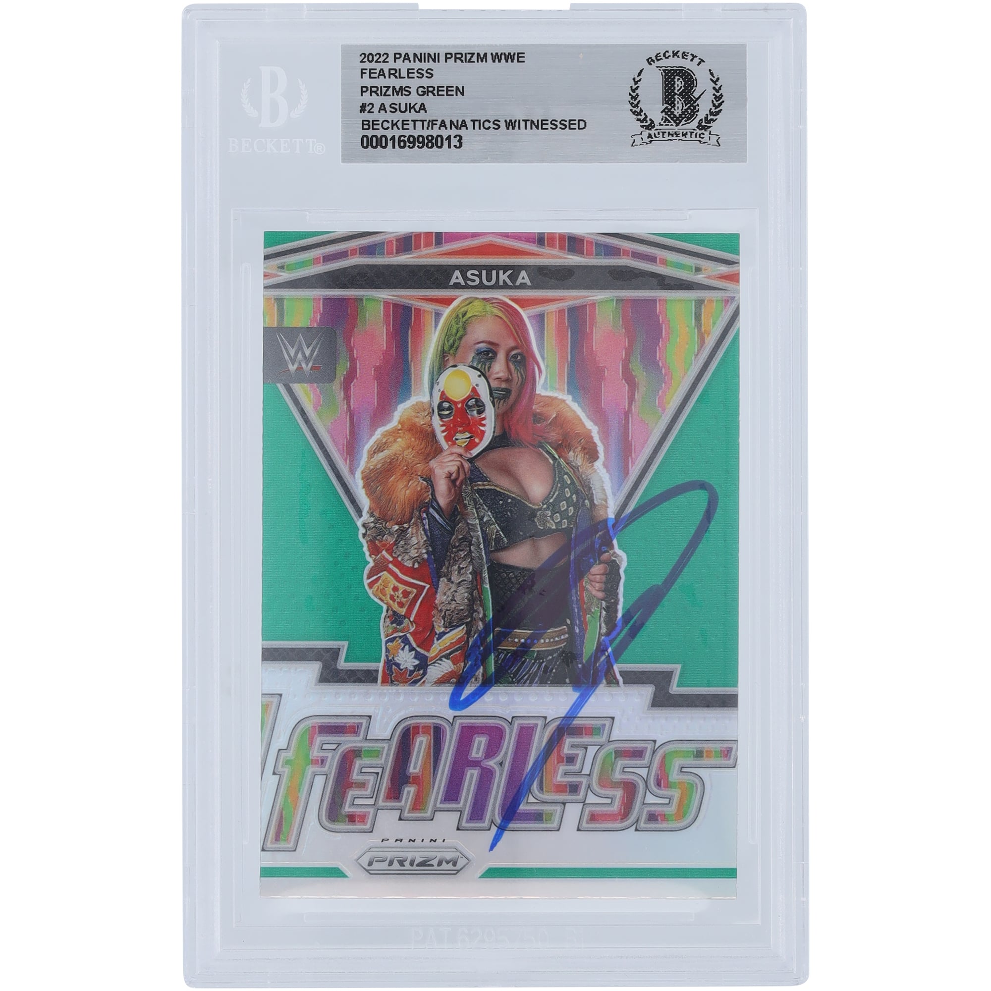 Asuka WWE Autographed 2022 Panini Prizm Fearless Green Prizm #2 