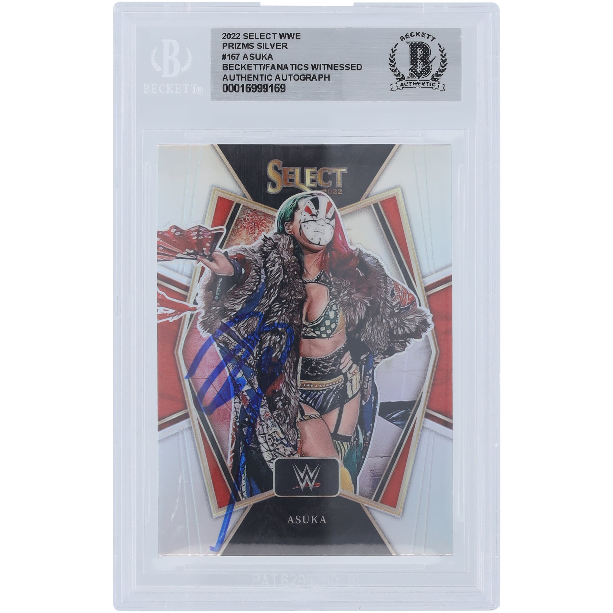 Asuka WWE Autographed 2022 Panini Select Silver Prizm #167 Beckett 