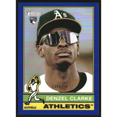 2025 Topps Heritage Chrome Blue Refractors #571 Denzel Clarke