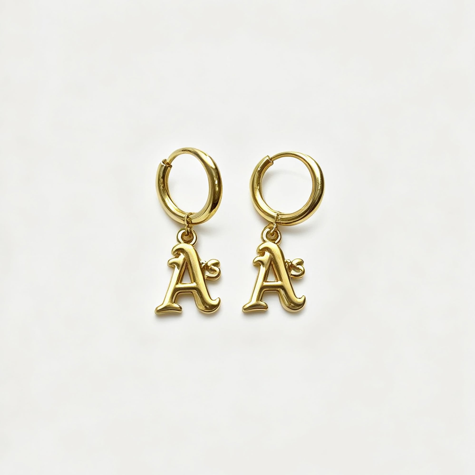 LUV AJ Athletics Logo Charm Huggie Earrings
