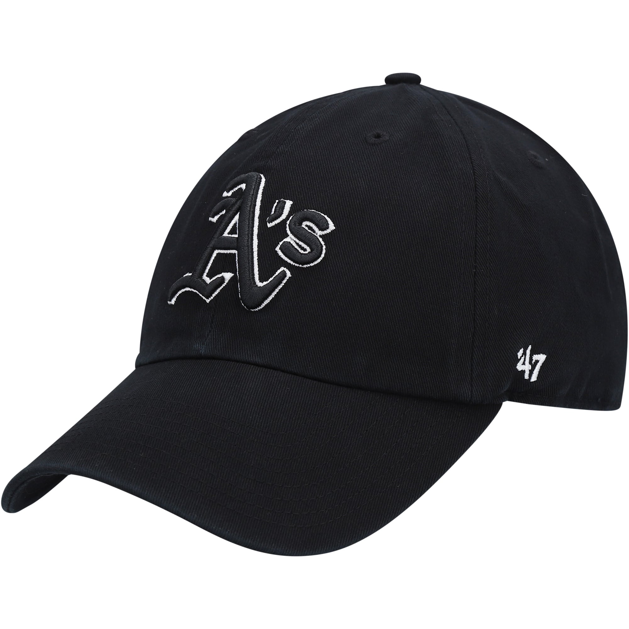 Athletics '47 Black on Black Logo Clean Up Adjustable Hat