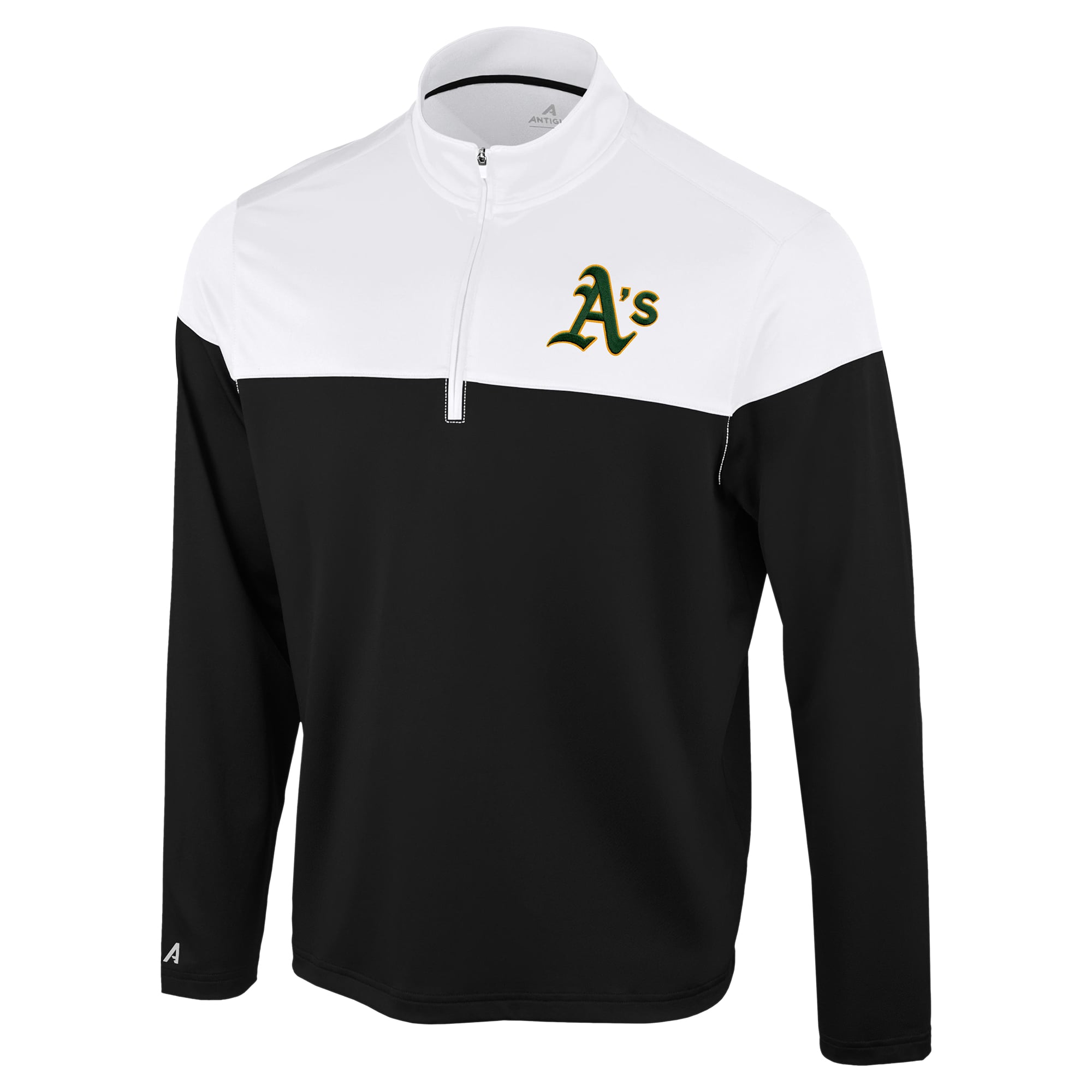 Pull à col zippé Antigua Athletics Hinder noir et blanc pour homme