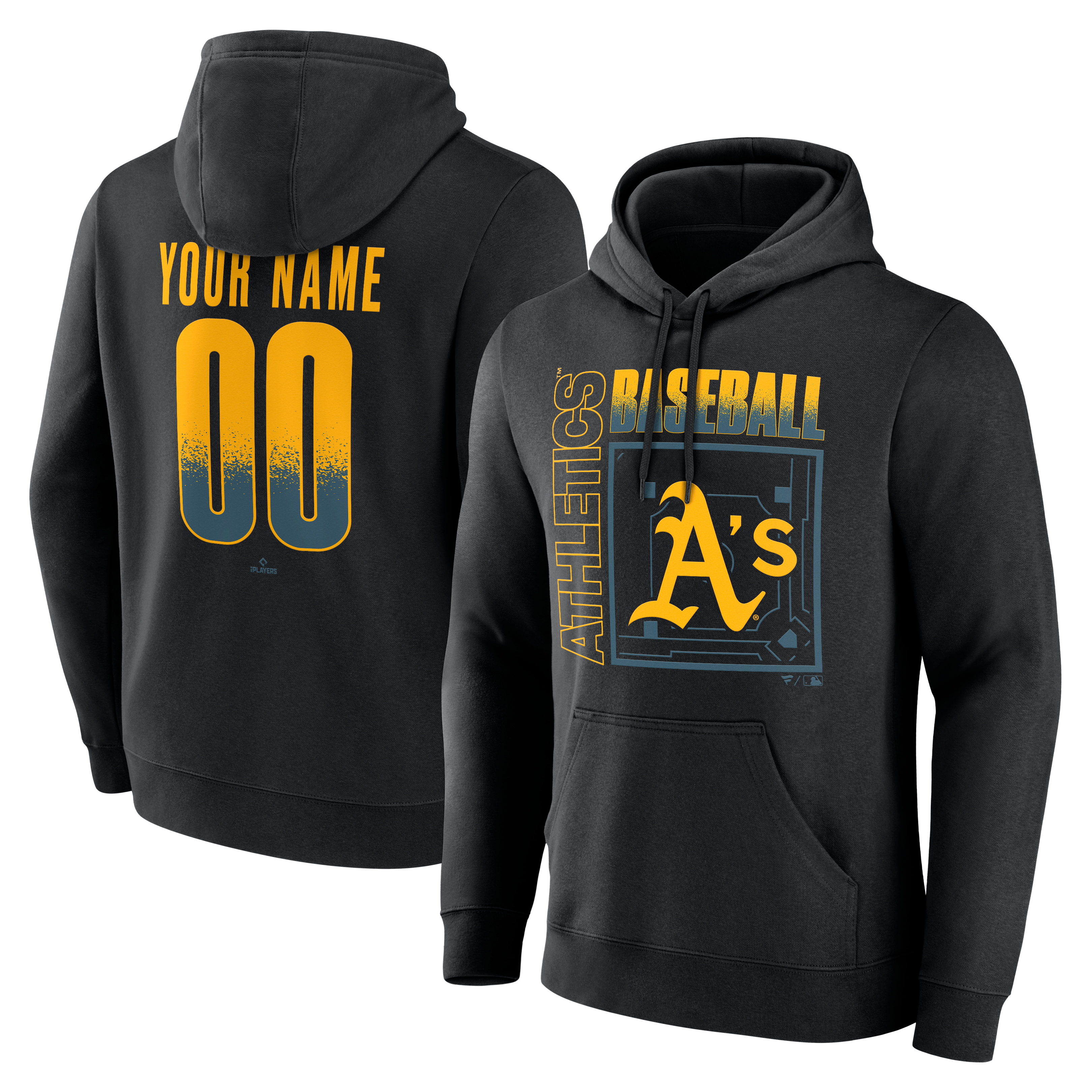 Men's Black Athletics Home Field Pop Personalized Name & Number Hoodie