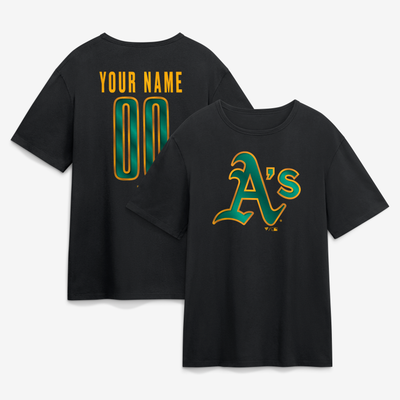 Athletics  Metallic Mascot Personalized Name & Number T-Shirt - Black