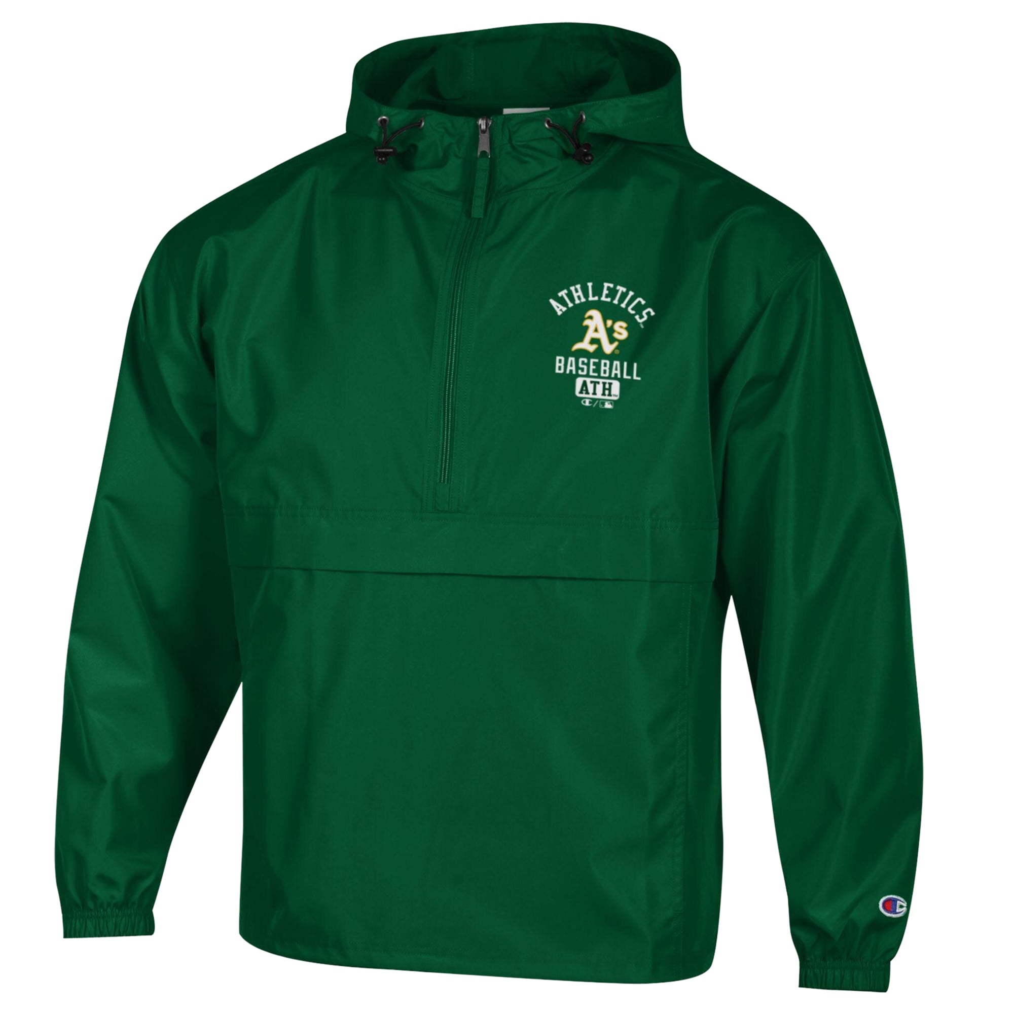 Men's Champion Green Athletics Packable Windbreaker Half-Zip Jacket
