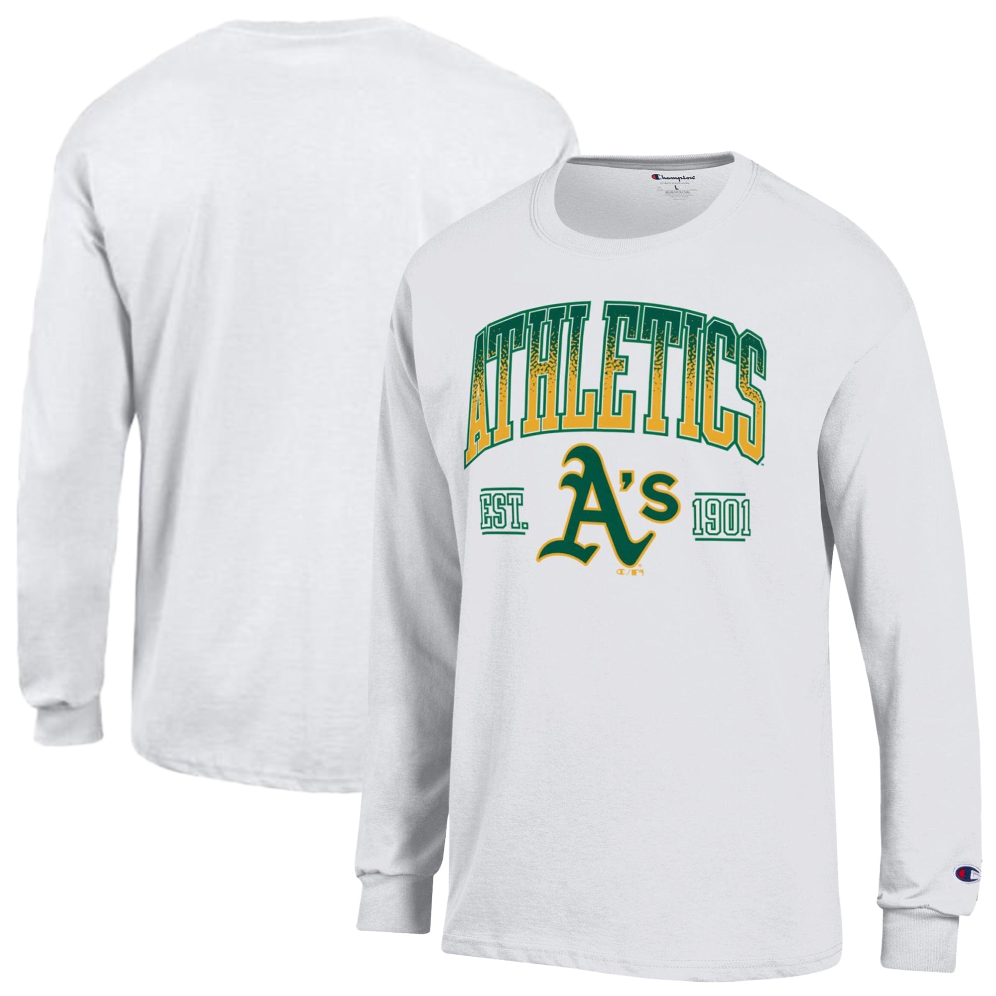 Men's Champion  White Athletics Jersey Long Sleeve T-Shirt