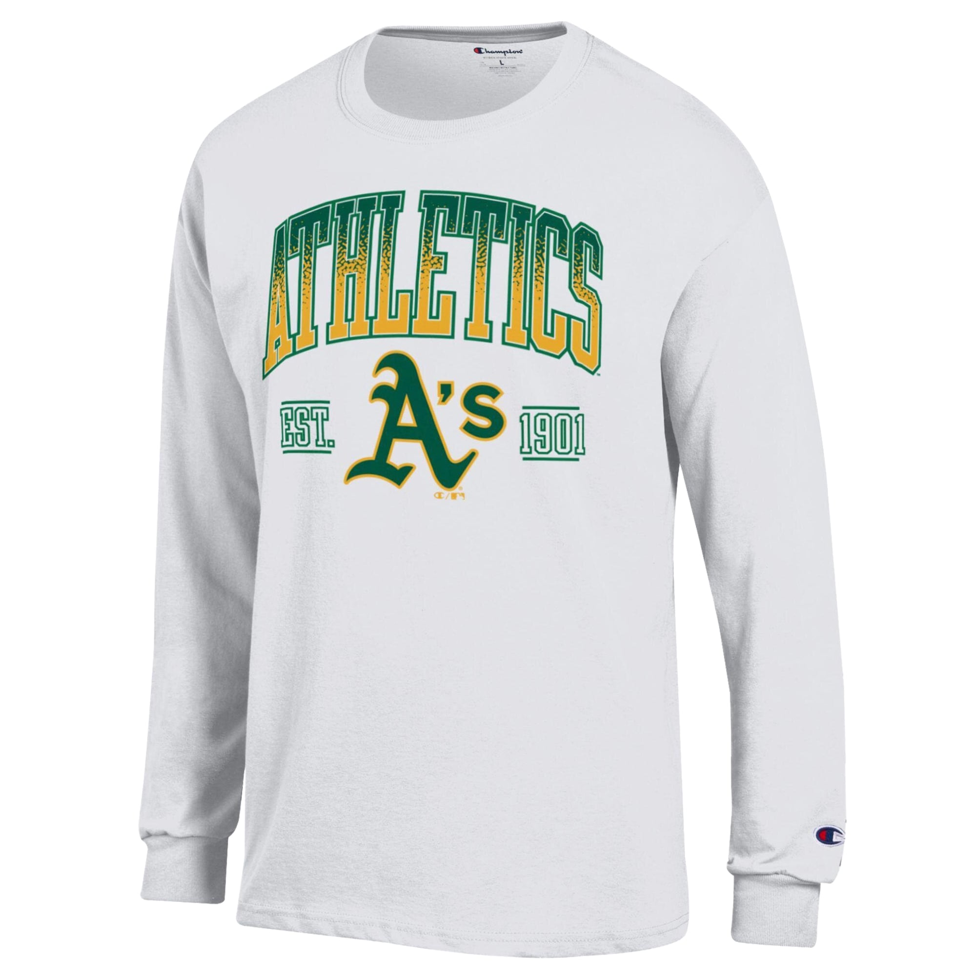 Men's Champion  White Athletics Jersey Long Sleeve T-Shirt