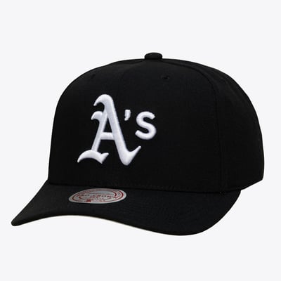 Athletics Mitchell & Ness Black and White Pro Crown Snapback - Black
