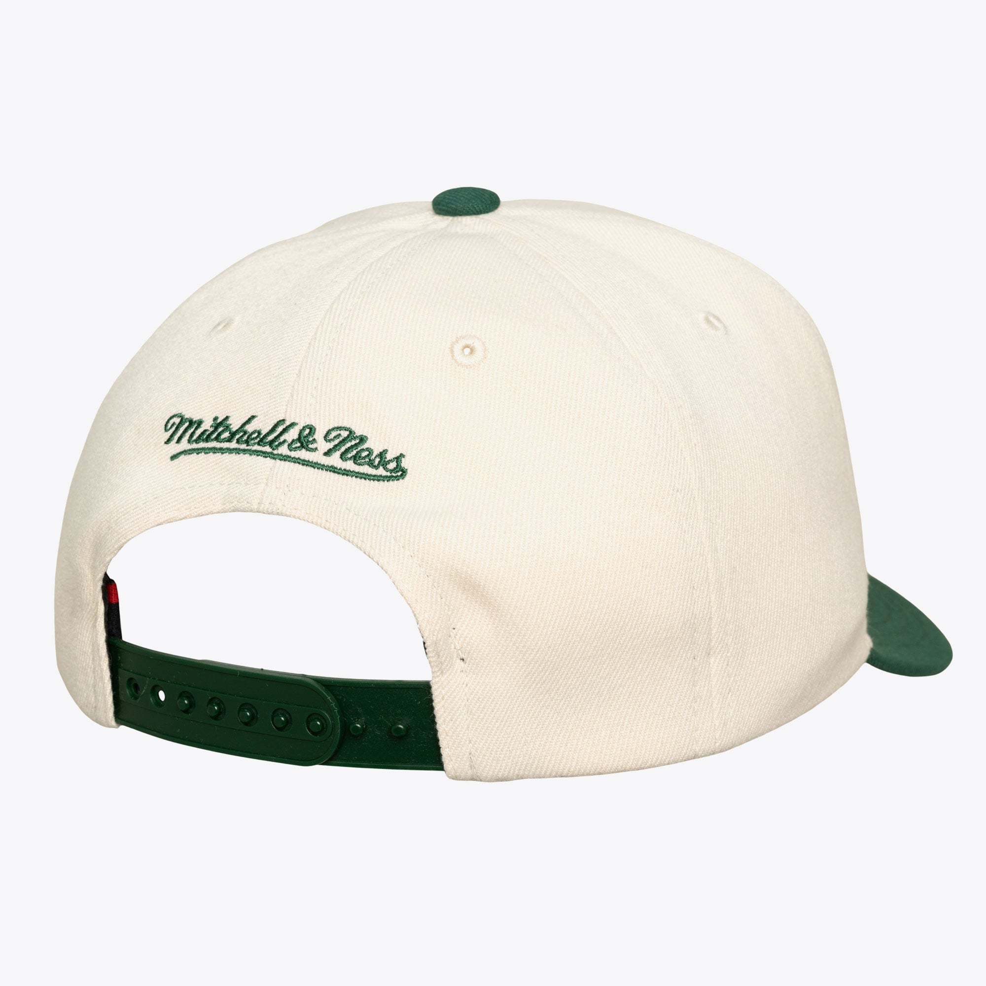 Men's Mitchell & Ness Cream/Green Athletics Flawless Stretch-Snapback Hat