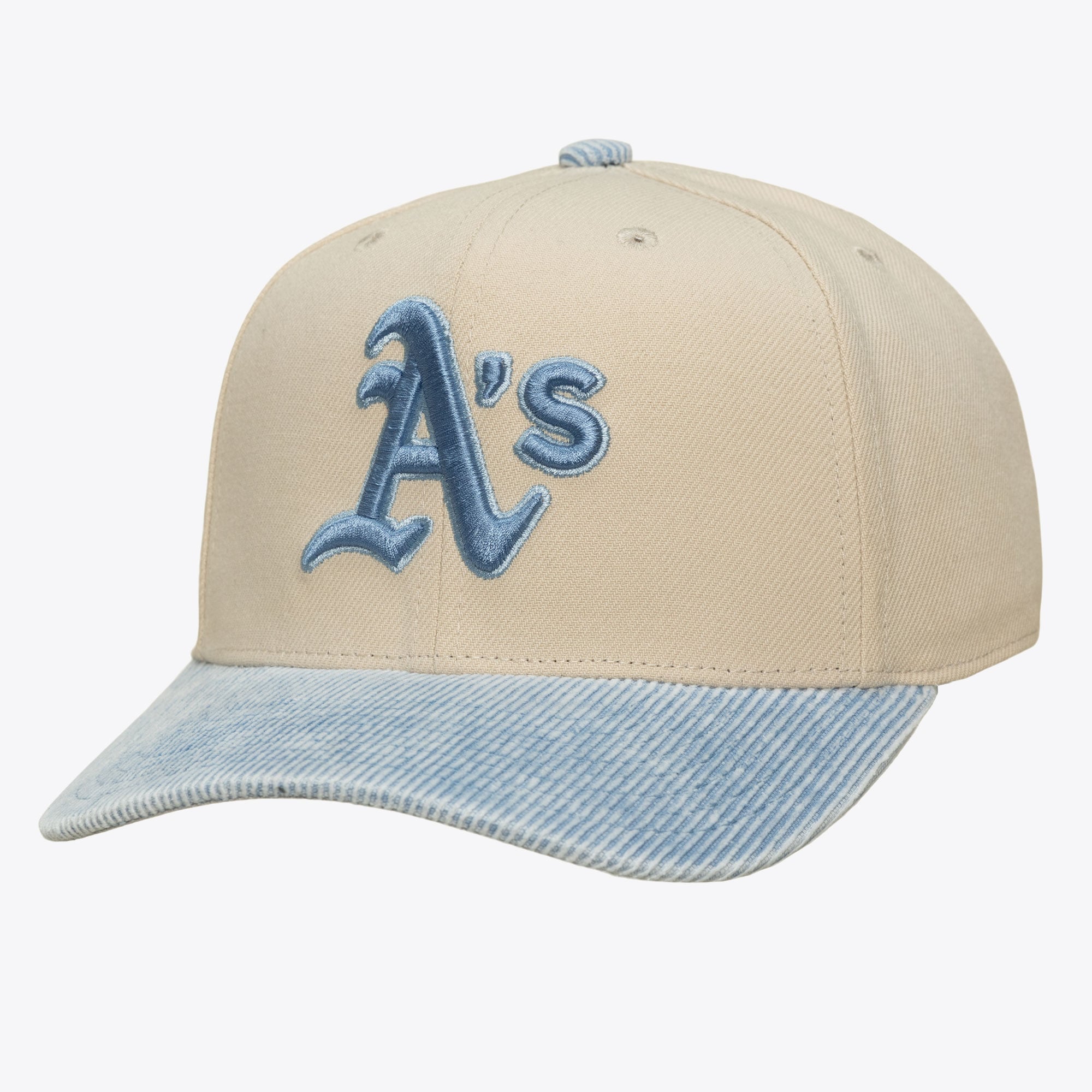 Casquette Mitchell & Ness Athletics Pro Crown Snapback crème/bleu clair pour homme