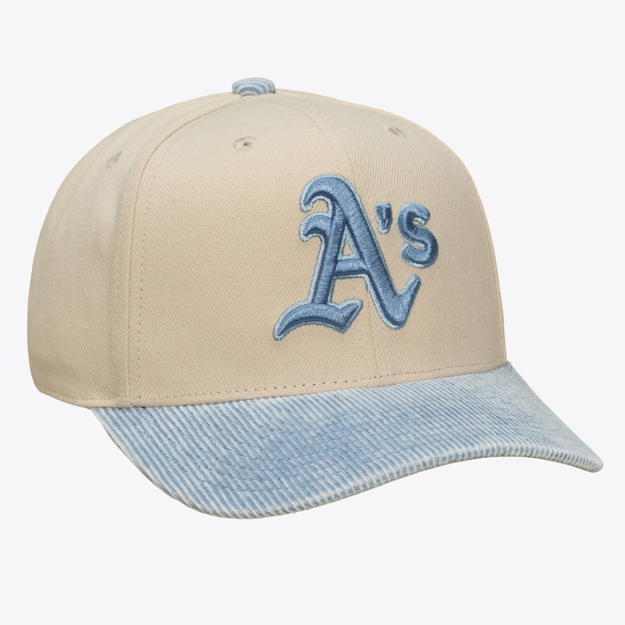 Casquette Mitchell & Ness Athletics Pro Crown Snapback crème/bleu clair pour homme