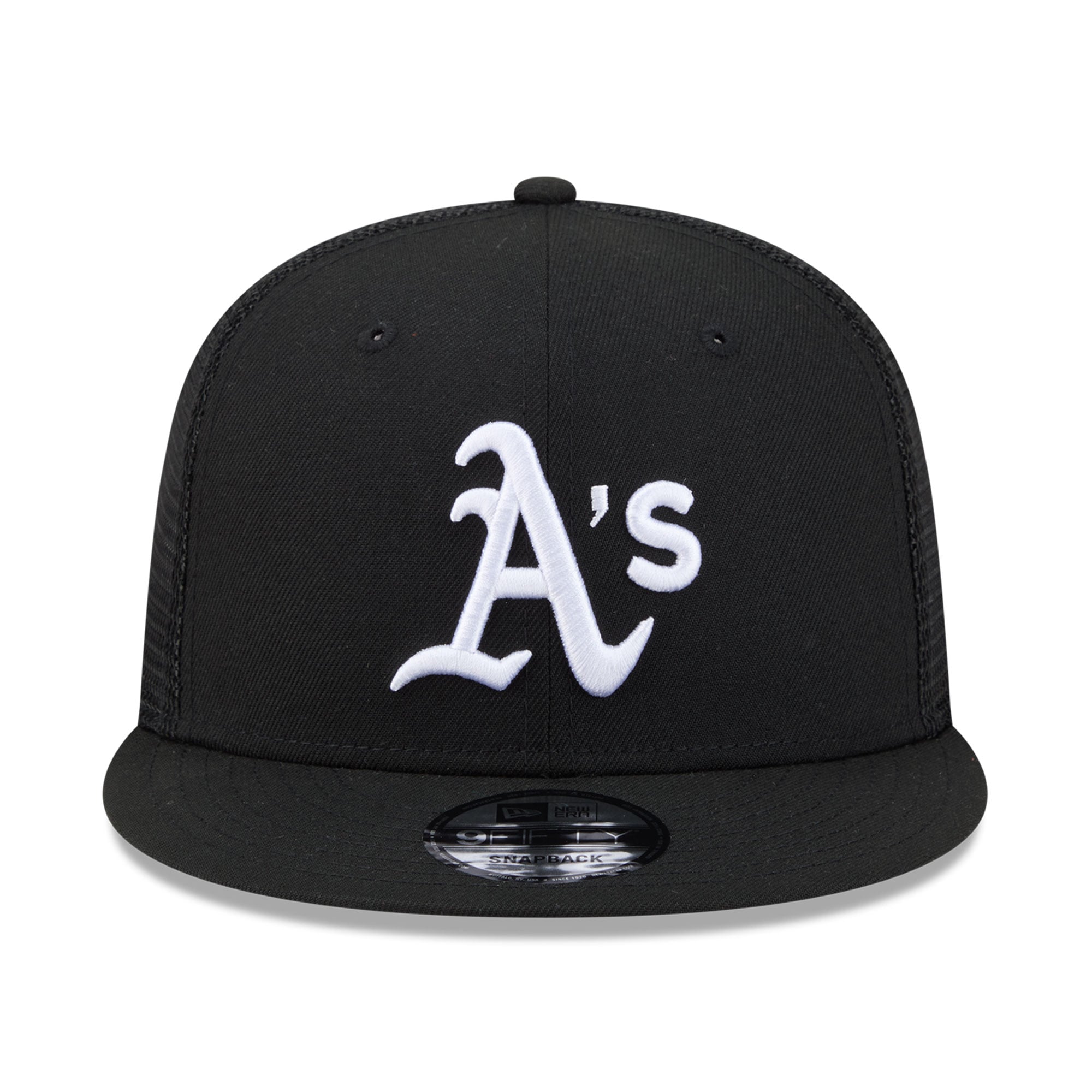 Men's New Era Black Athletics 9FIFTY Adjustable Trucker Hat