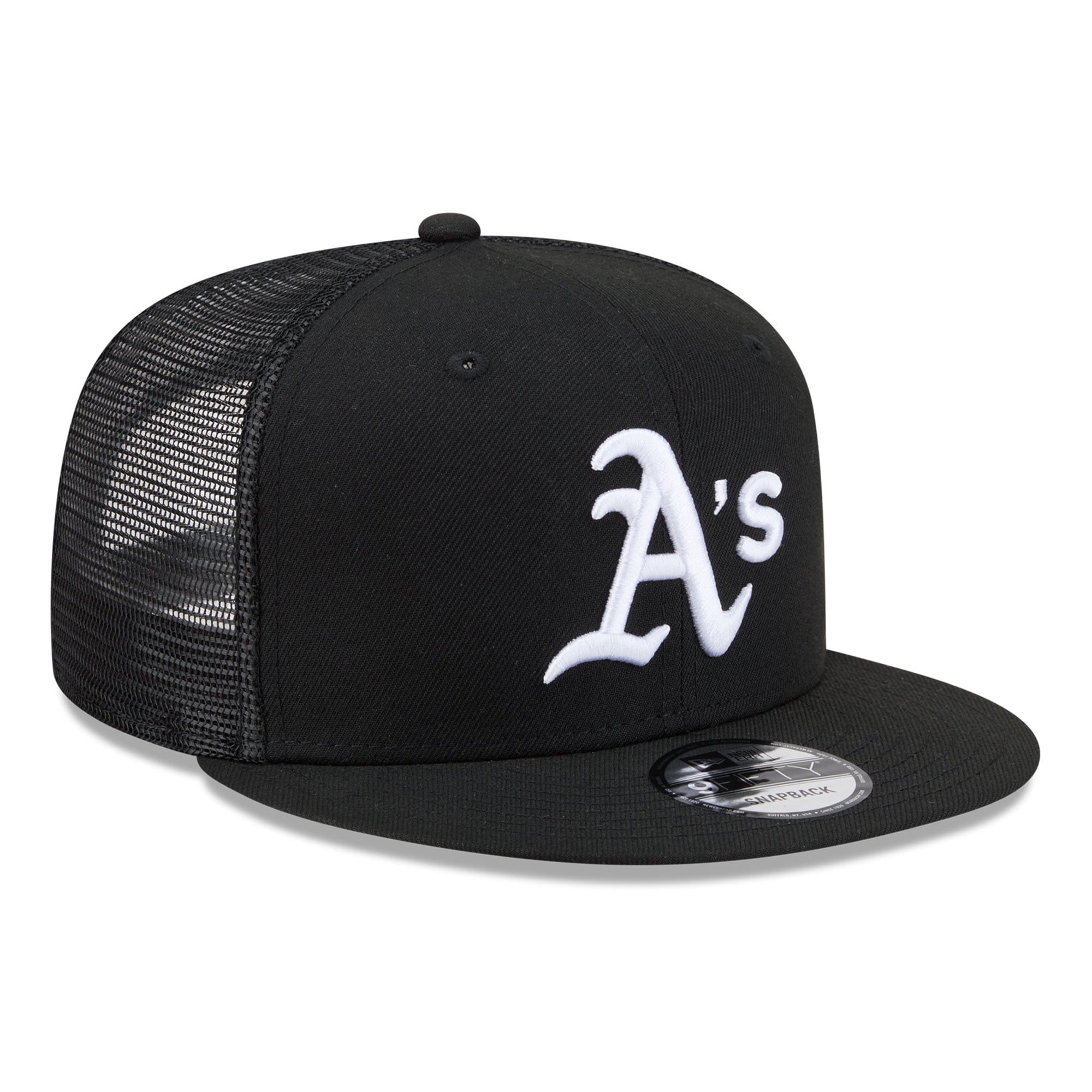 Men's New Era Black Athletics 9FIFTY Adjustable Trucker Hat