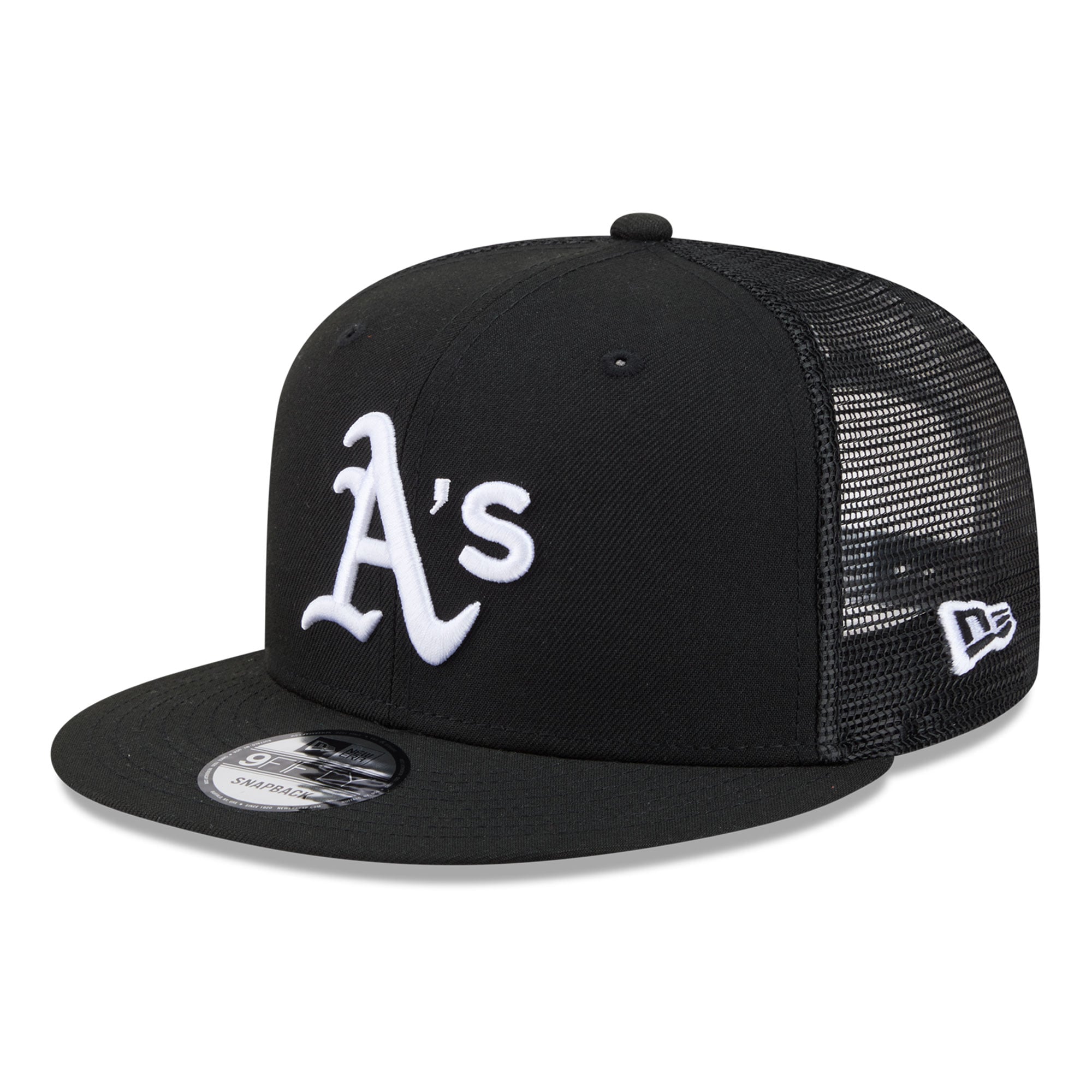 Men's New Era Black Athletics 9FIFTY Adjustable Trucker Hat