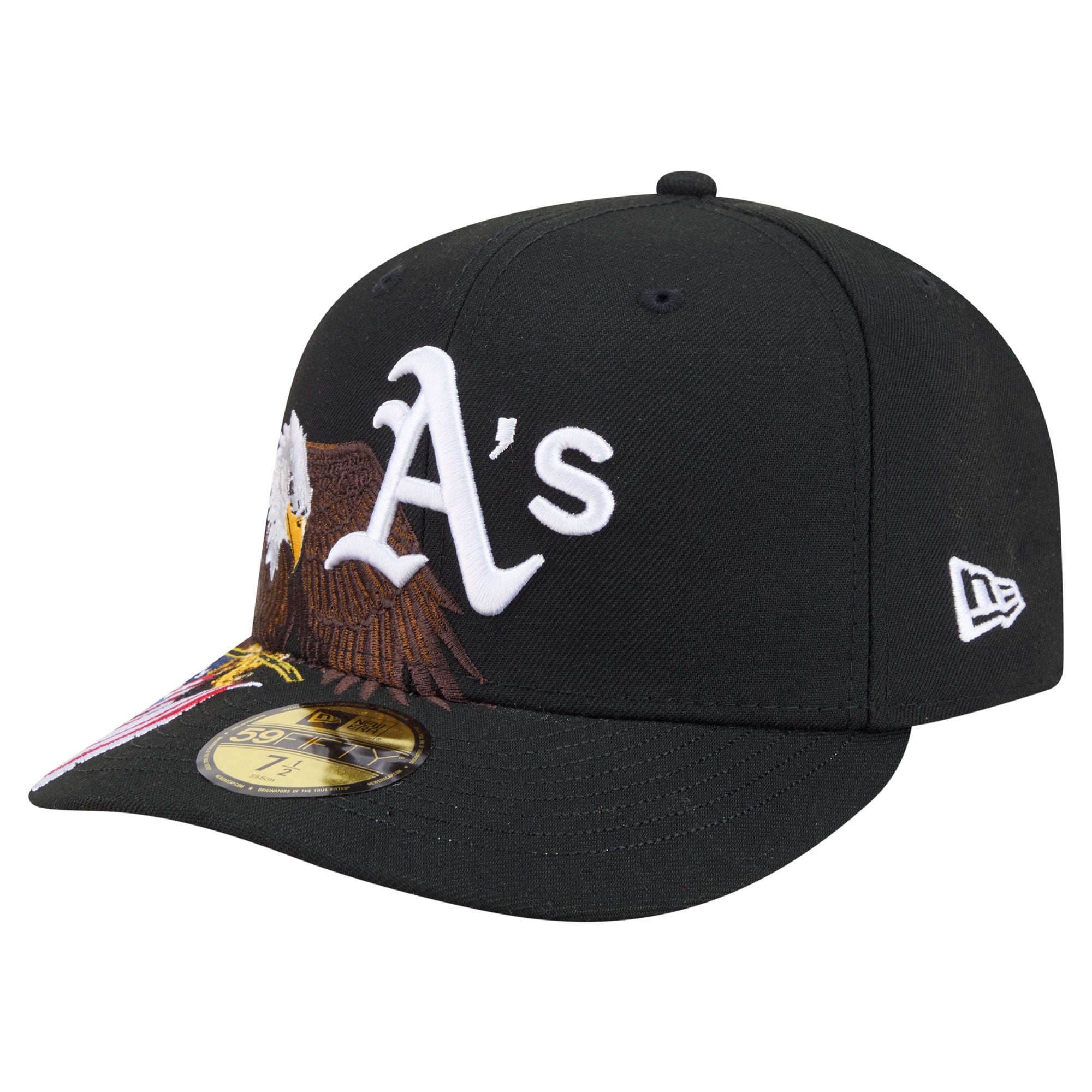Casquette ajustée New Era Athletics Americana Bald Eagle 59FIFTY pour homme, noire, modèle pré-courbée.
