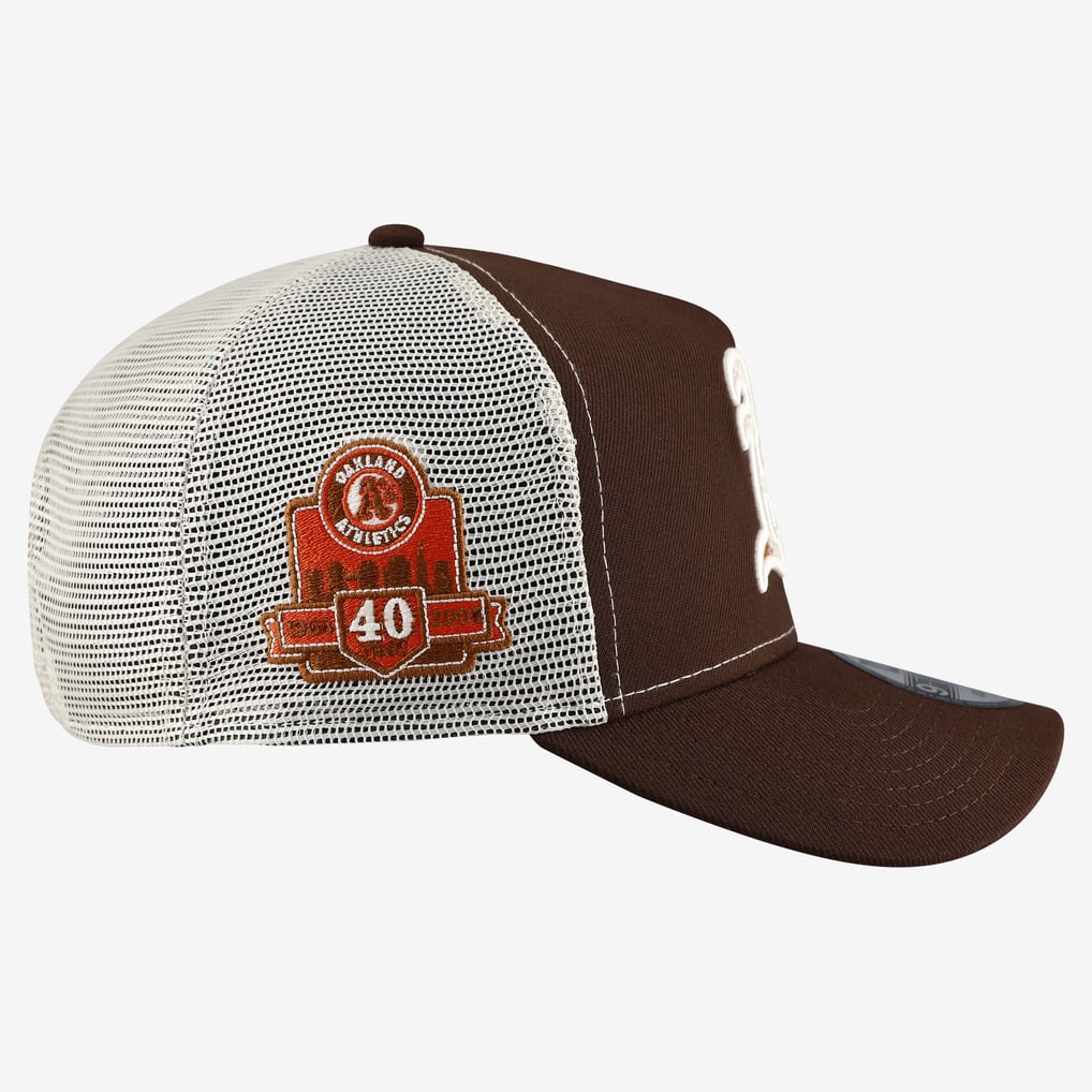 Athletics New Era Pumpkin Spice 9FORTY A-Frame Adjustable Trucker Hat ...