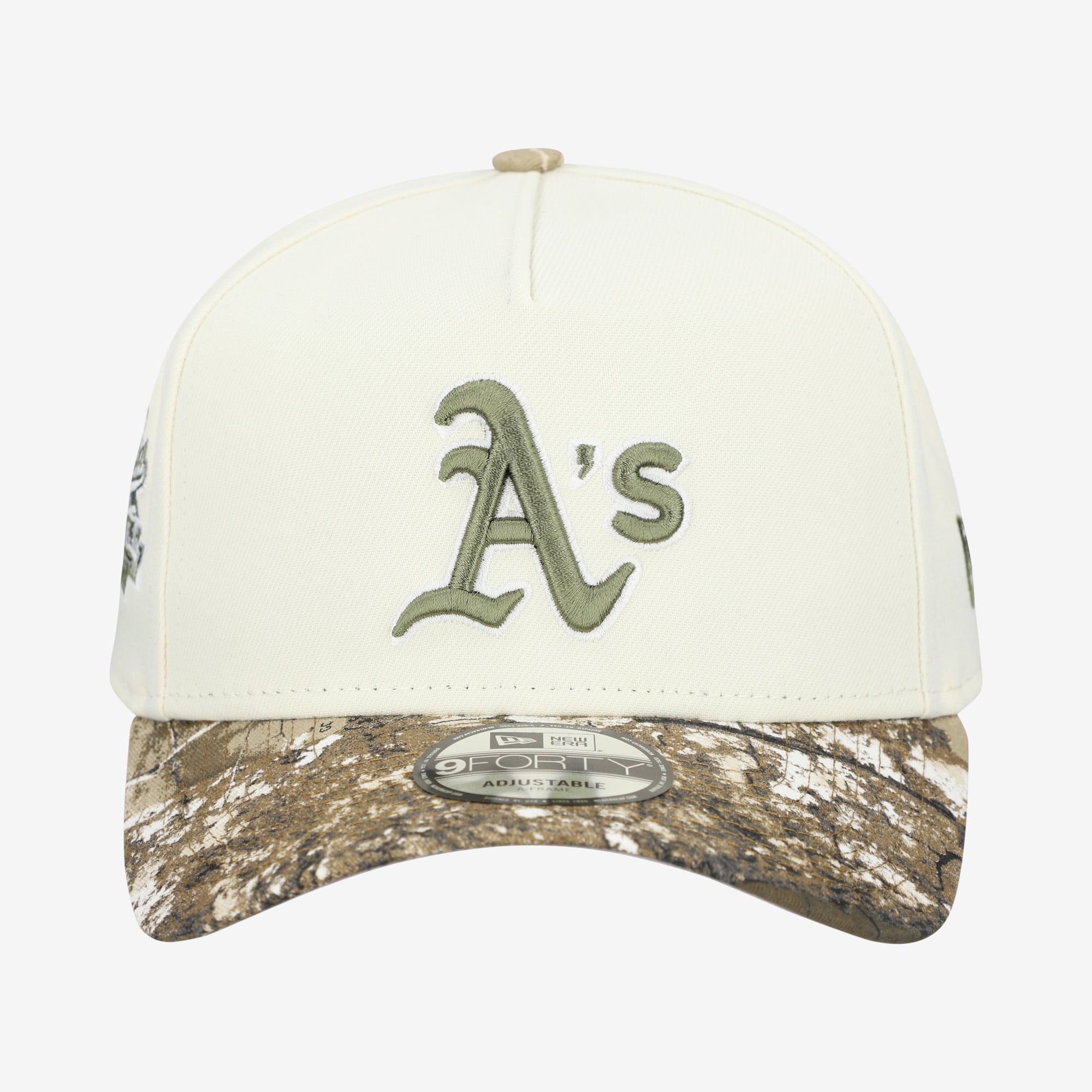 Men's New Era Cream/Realtree Camo Athletics 9FORTY A-Frame Adjustable Hat