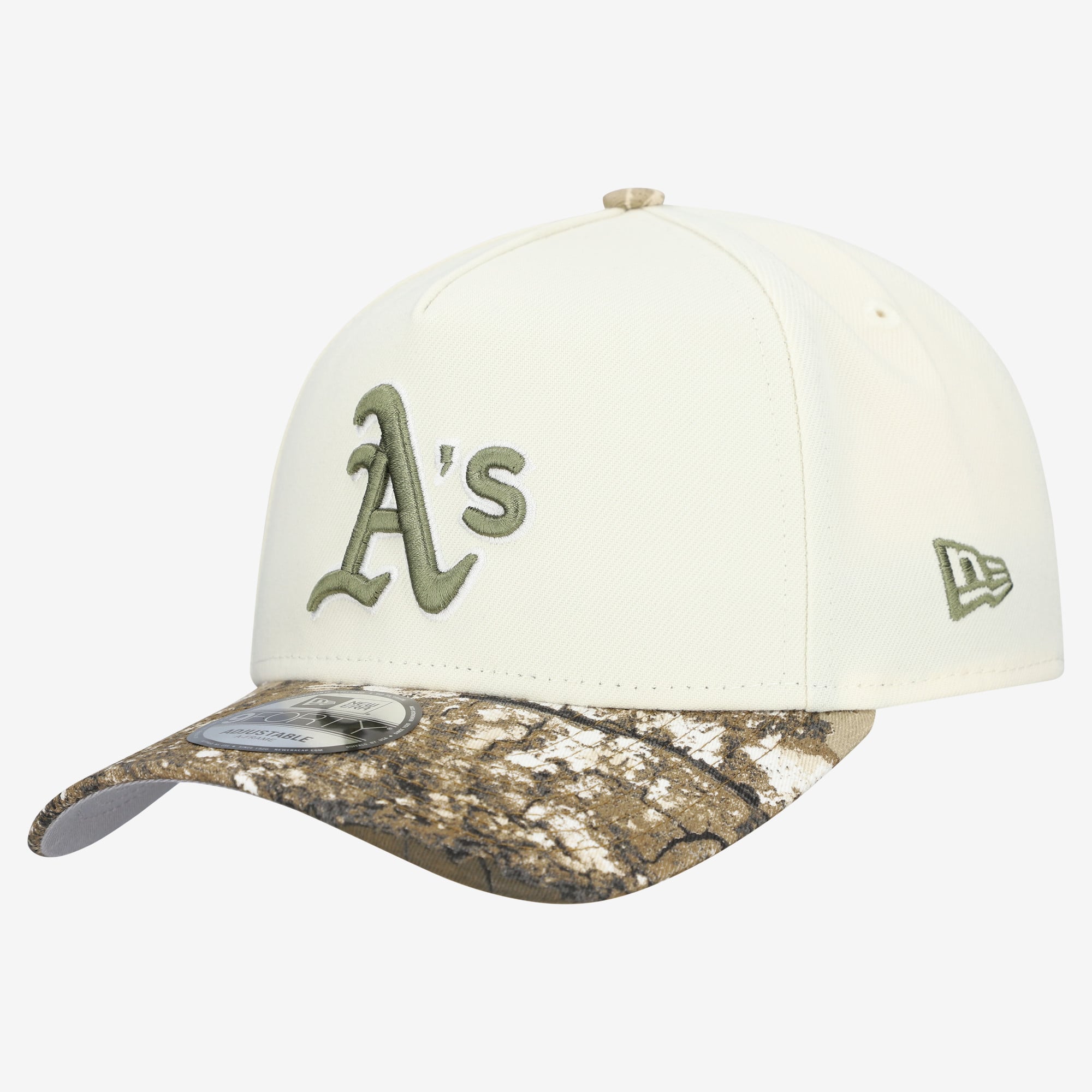 Men's New Era Cream/Realtree Camo Athletics 9FORTY A-Frame Adjustable Hat