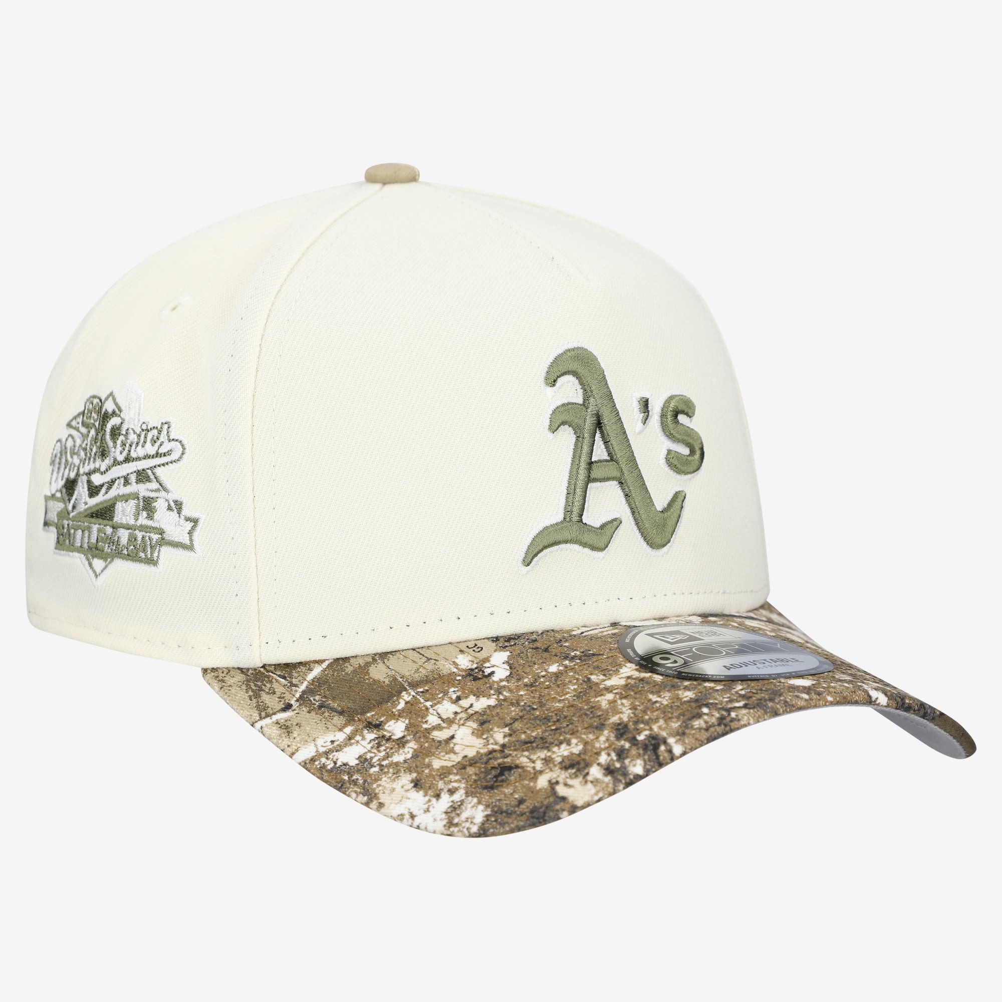 Men's New Era Cream/Realtree Camo Athletics 9FORTY A-Frame Adjustable Hat