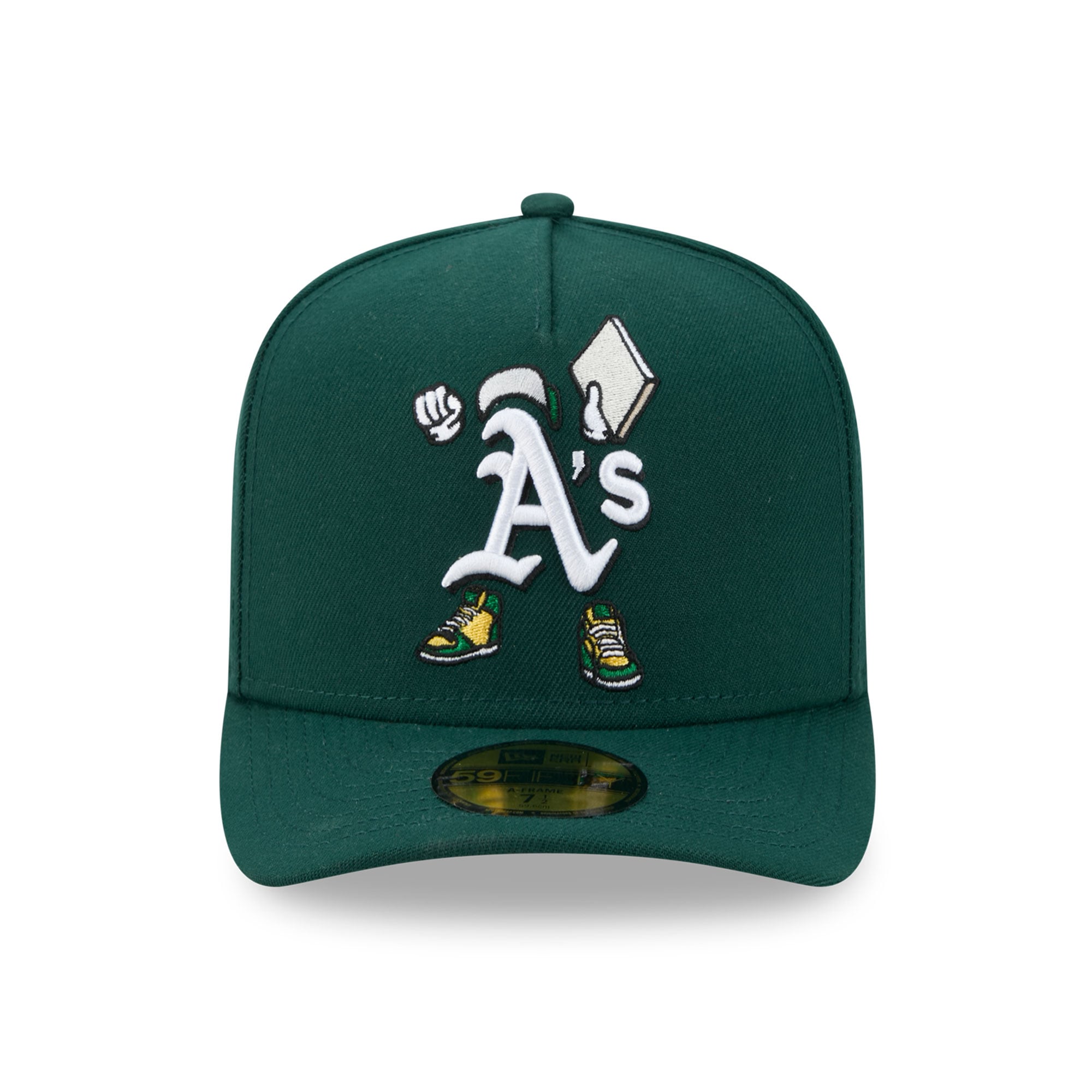 Men's New Era Dark Green Athletics Cartoon A-Frame 59FIFTY Fitted Hat