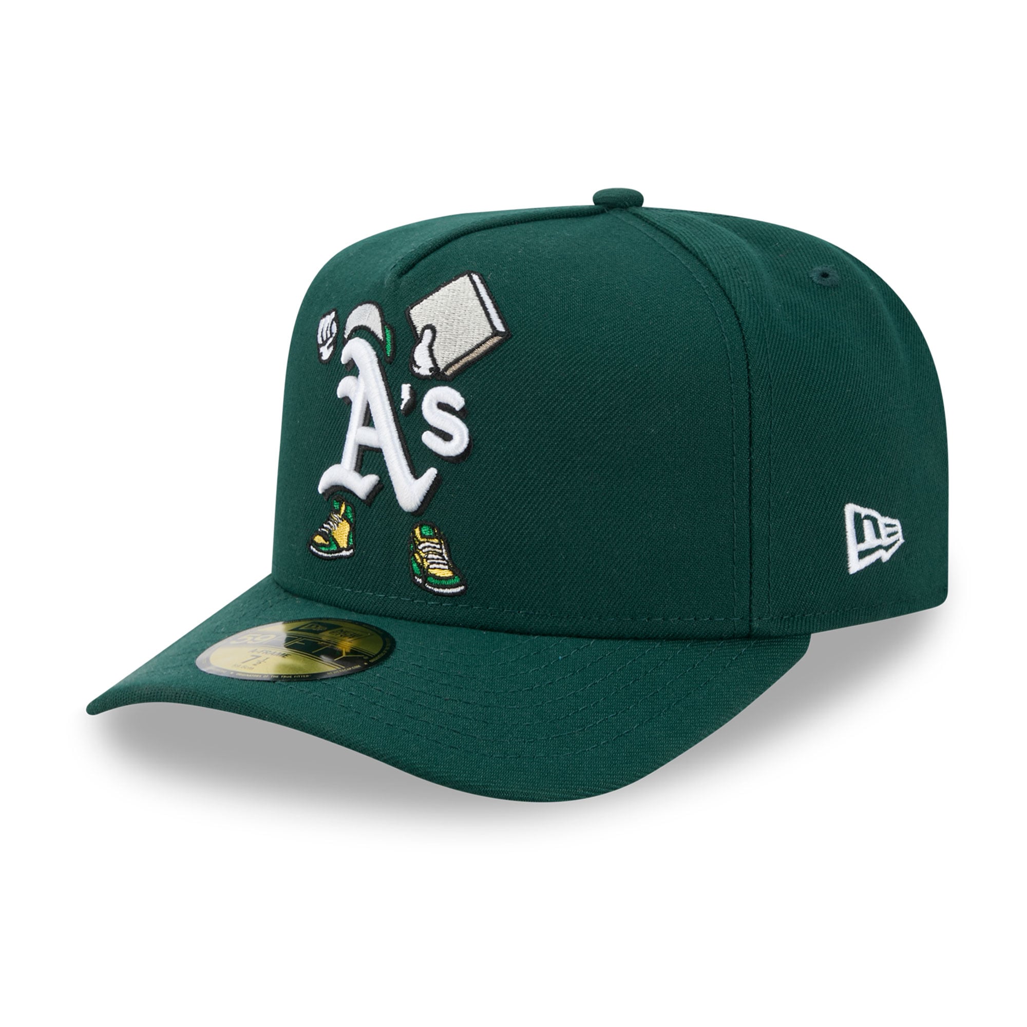 Men's New Era Dark Green Athletics Cartoon A-Frame 59FIFTY Fitted Hat