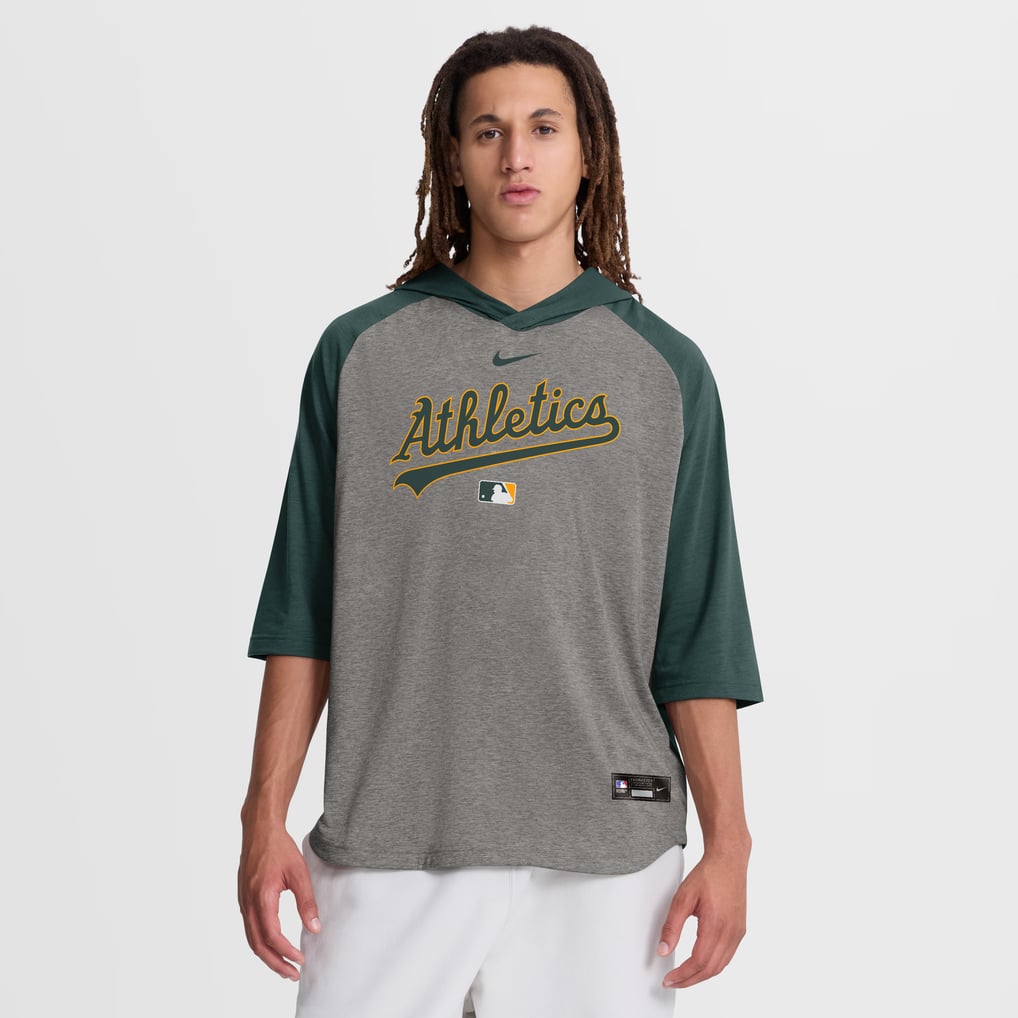 Athletics Nike Authentic Collection Flux Dri-FIT Raglan 3/4-Sleeve Hooded T-Shirt - Gray