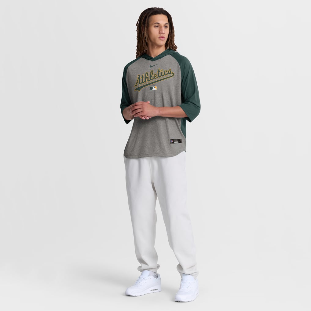 Athletics Nike Authentic Collection Flux Dri-FIT Raglan 3/4-Sleeve Hooded T-Shirt - Gray