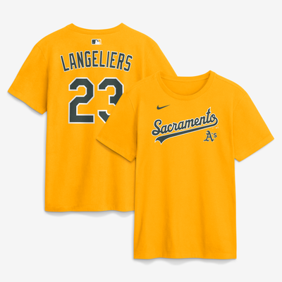 Shea Langeliers Athletics Nike Name & Number T-Shirt - Gold