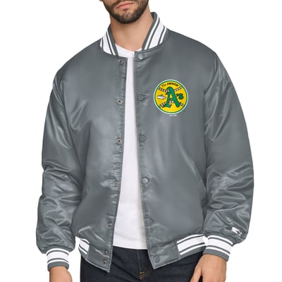  Athletics Starter Cooperstown Logo Full-Snap Varsity Jacket - Gray