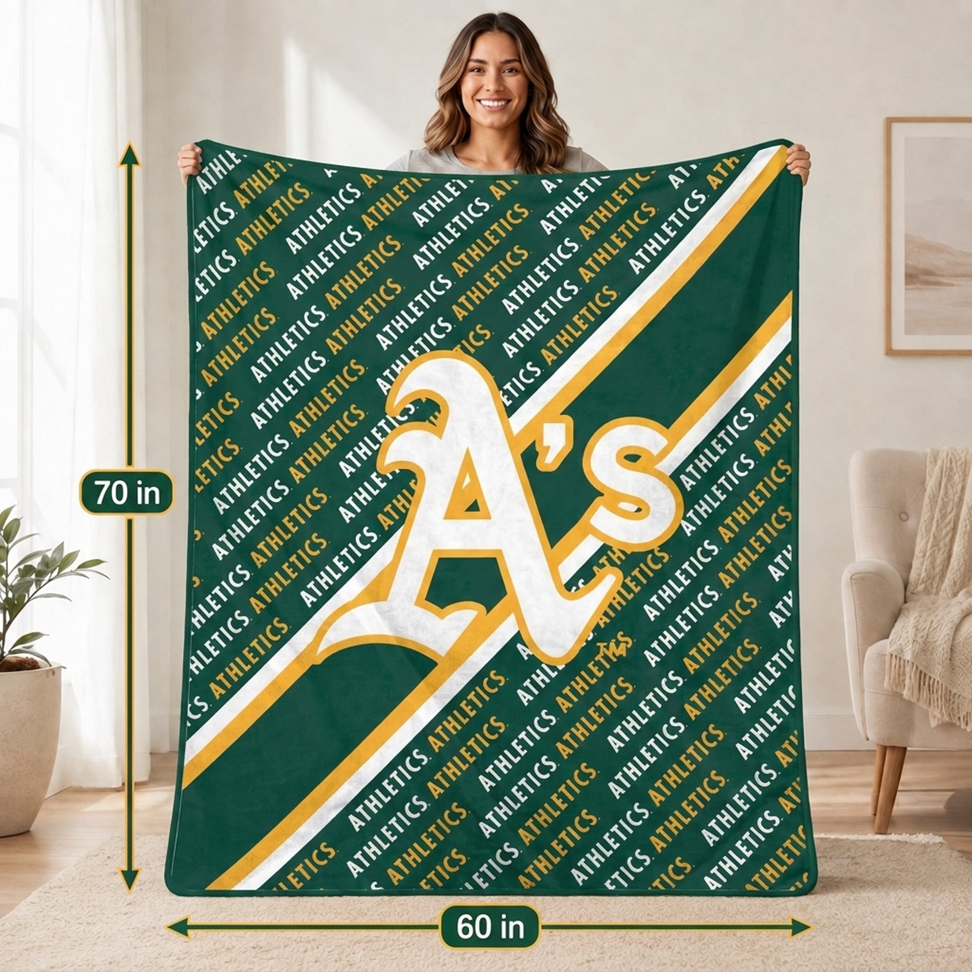Couverture ultra douce Pegasus Athletics 60" x 70" (diagonale) avec logo et doublure