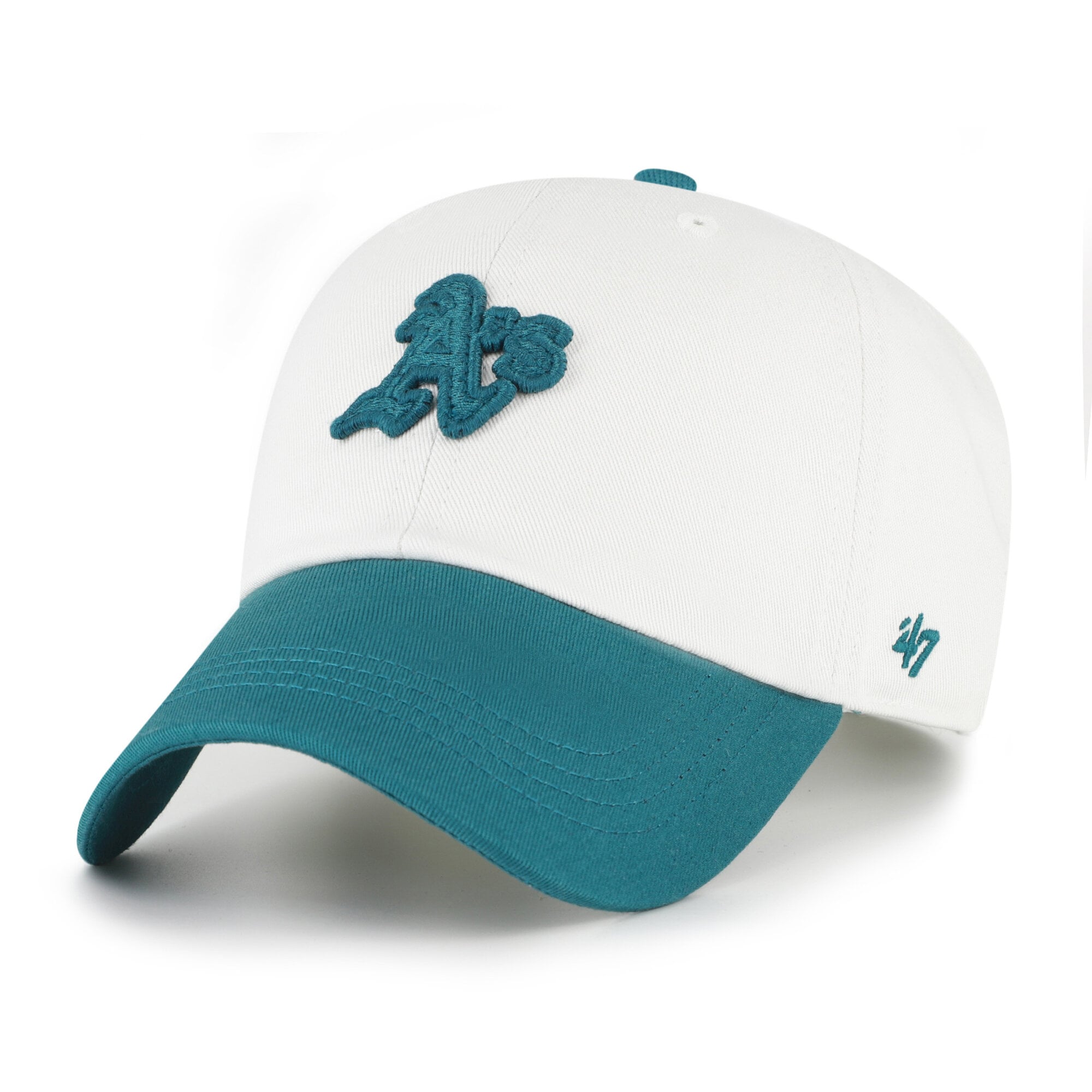 Unisex '47 White/Teal Athletics Contemporary Tonal Clean Up Adjustable Hat