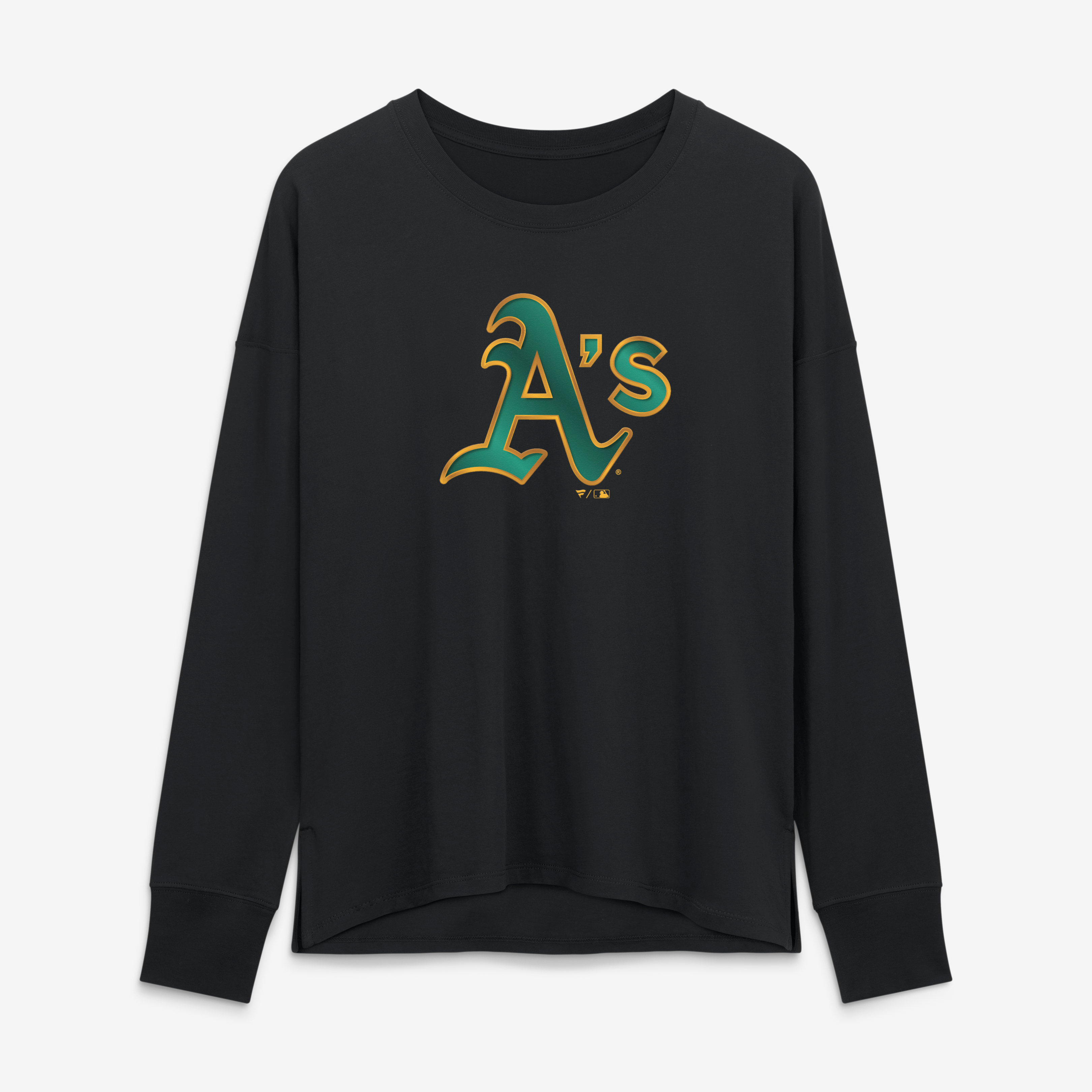 T-shirt à manches longues noir pour femmes avec mascotte métallique Athletics