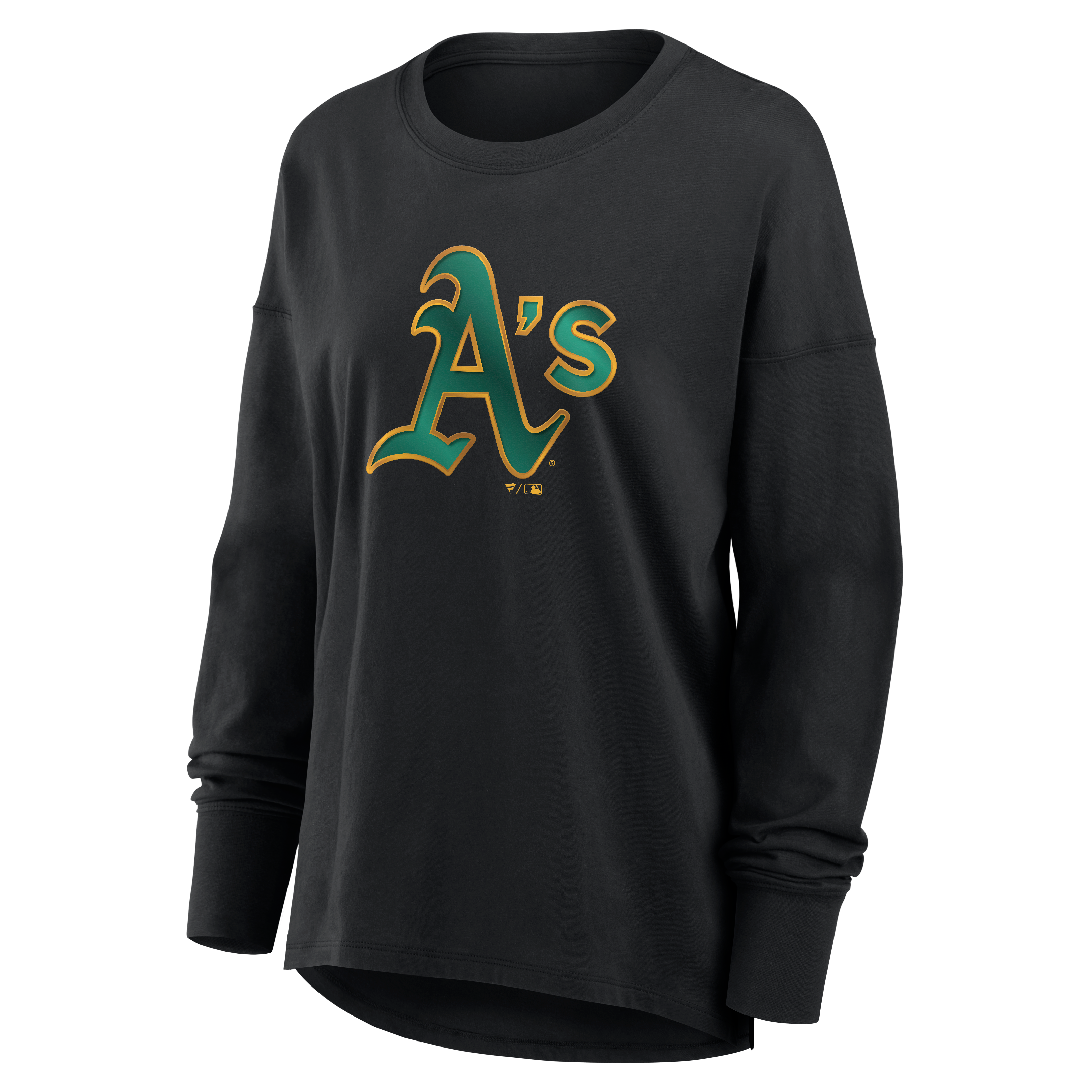 T-shirt à manches longues noir pour femmes avec mascotte métallique Athletics