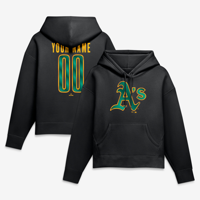 Athletics Women's Metallic Mascot Personalized Name & Number Hoodie - Black