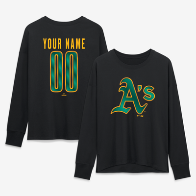 Athletics Women's Metallic Mascot Personalized Name & Number Long Sleeve T-Shirt - Black