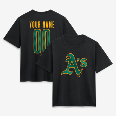 Athletics Women's Metallic Mascot Personalized Name & Number T-Shirt - Black