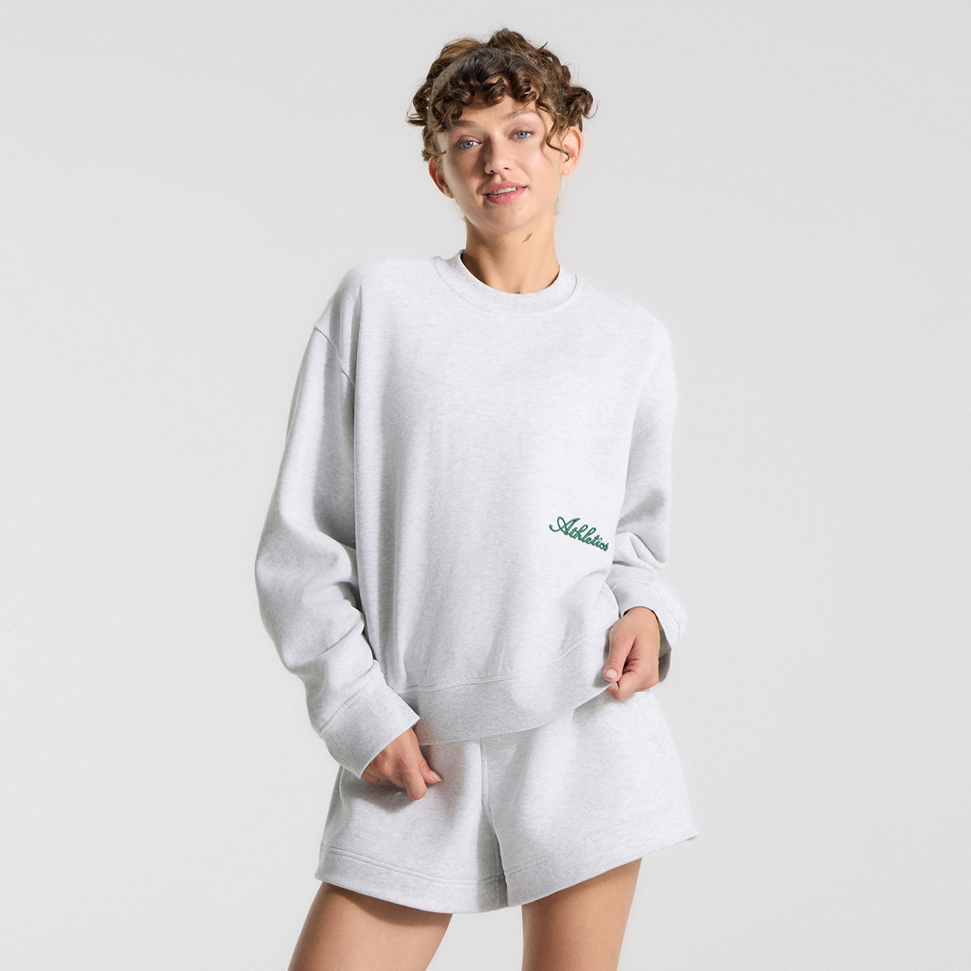 Women's lululemon Heathered Core Ultra Light Grey Athletics Oversized Steady State Crew