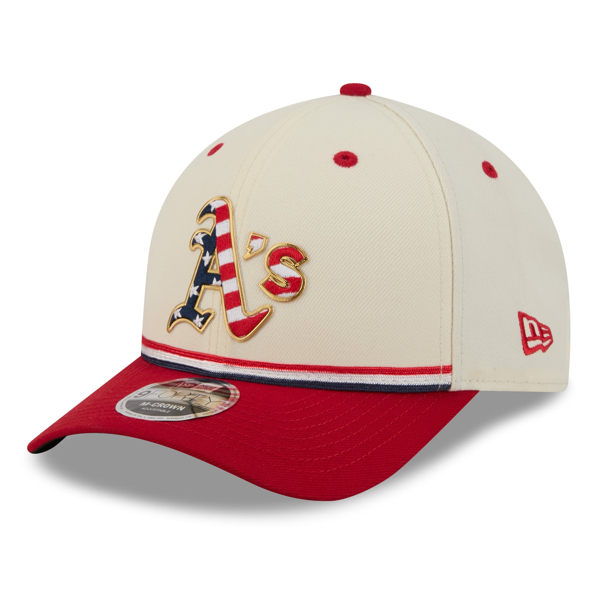 Youth New Era Cream/Red Athletics USA 250 9FORTY M-Crown Adjustable Hat