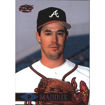 1999 Pacific Red #36A Greg Maddux Headshot