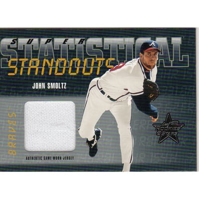 2002 Leaf Rookies and Stars Statistical Standouts Materials Super #SS49 John Smoltz Jsy