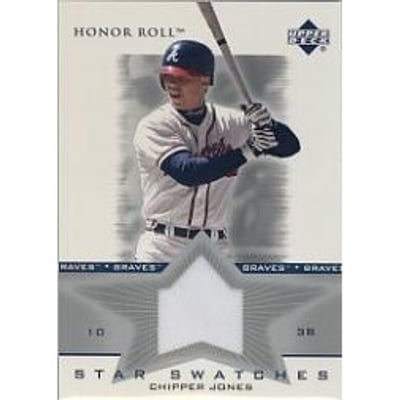2002 Upper Deck Honor Roll Star Swatches Game Jersey #SSCJ1 Chipper Jones Bat Left