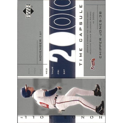 2002 Upper Deck Honor Roll Time Capsule Game Jersey #TCCJ2 Chipper Jones 00