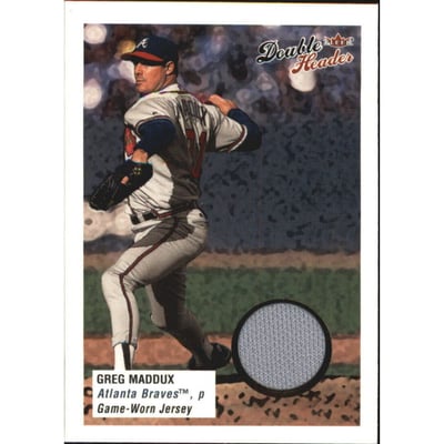 2003 Fleer Double Header Flip Card Game Used #GM Greg Maddux Jsy SP/200