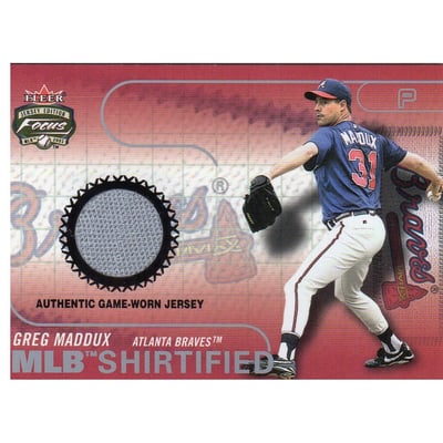 2003 Fleer Focus JE MLB Shirtified Game Jersey #GM Greg Maddux
