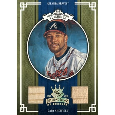 2005 Diamond Kings Materials Gold #416 Gary Sheffield Braves Bat-Bat/50