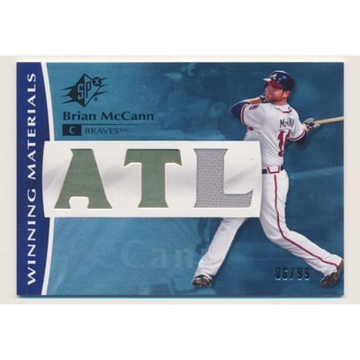 2008 SPx Winning Materials Team Initials 99 #BM Brian McCann