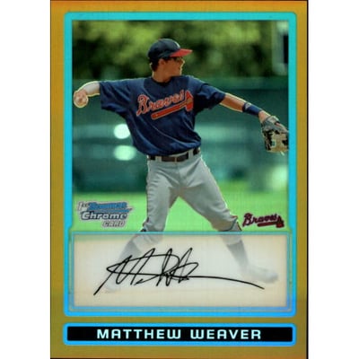 2009 Bowman Chrome Draft Prospects Gold Refractors #BDPP15 Mathew Weaver