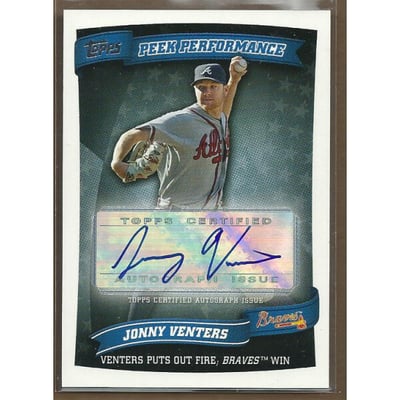 2010 Topps Update Peek Performance Autographs #JV Jonny Venters B