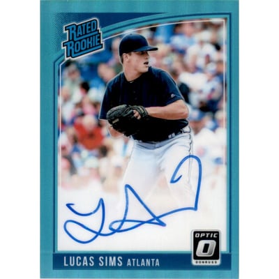 2018 Donruss Optic Rated Rookies Signatures Aqua #RRSLS Lucas Sims/125