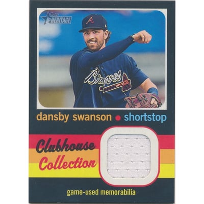 2020 Topps Heritage Clubhouse Collection Relics #CCRDS Dansby Swanson HN